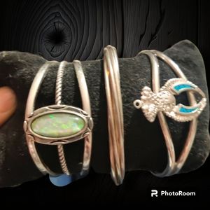 3 stunning bracelets cuff . Sterling silver